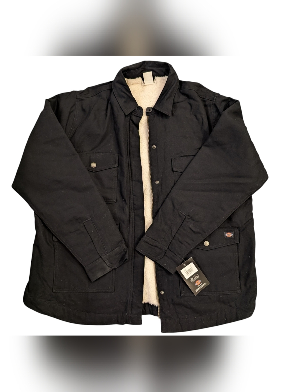 Dickies Women's Black Lined Work Jacket, Duck Chore Coat, NWT XL